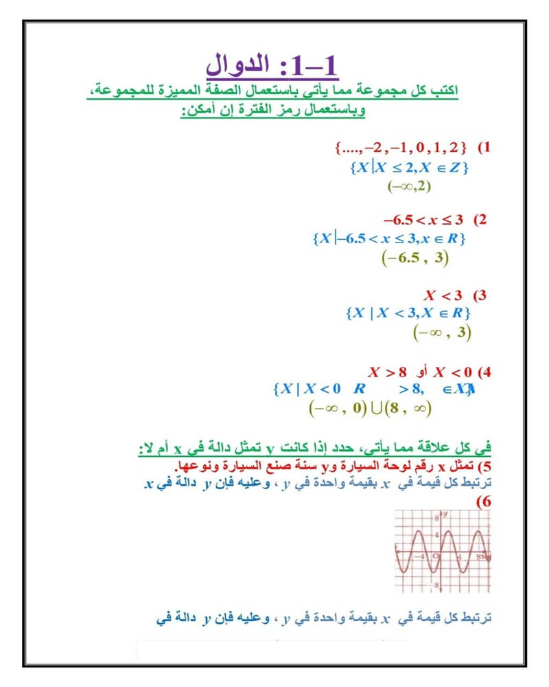 حل كتاب التمارين رياضيات ثالث ثانوي الفصل الاول – المنهاج السعودي