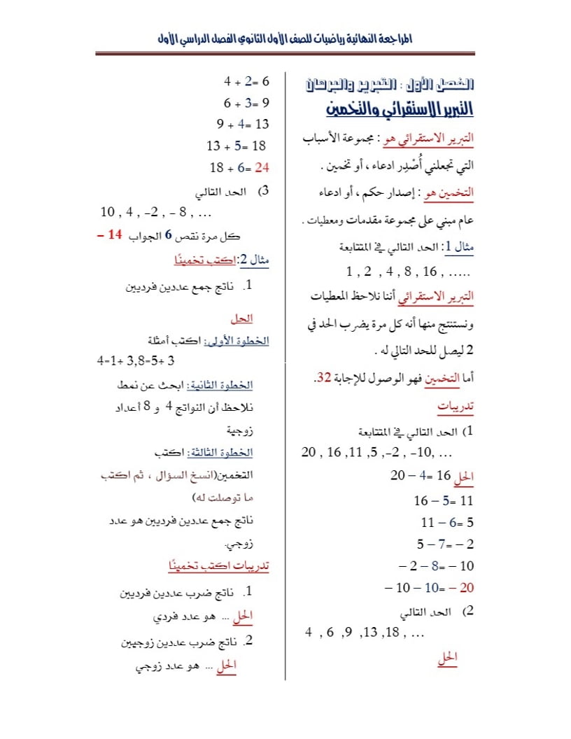 ملخص رياضيات 1 مقررات – المنهاج السعودي