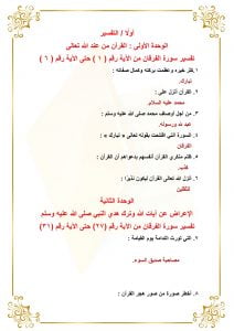 ملخص تفسير ثاني متوسط الفصل الثاني – المنهاج السعودي