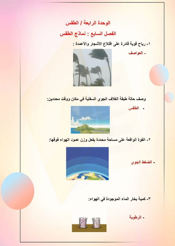 ملخص علوم خامس ابتدائي الفصل الثاني – المنهاج السعودي