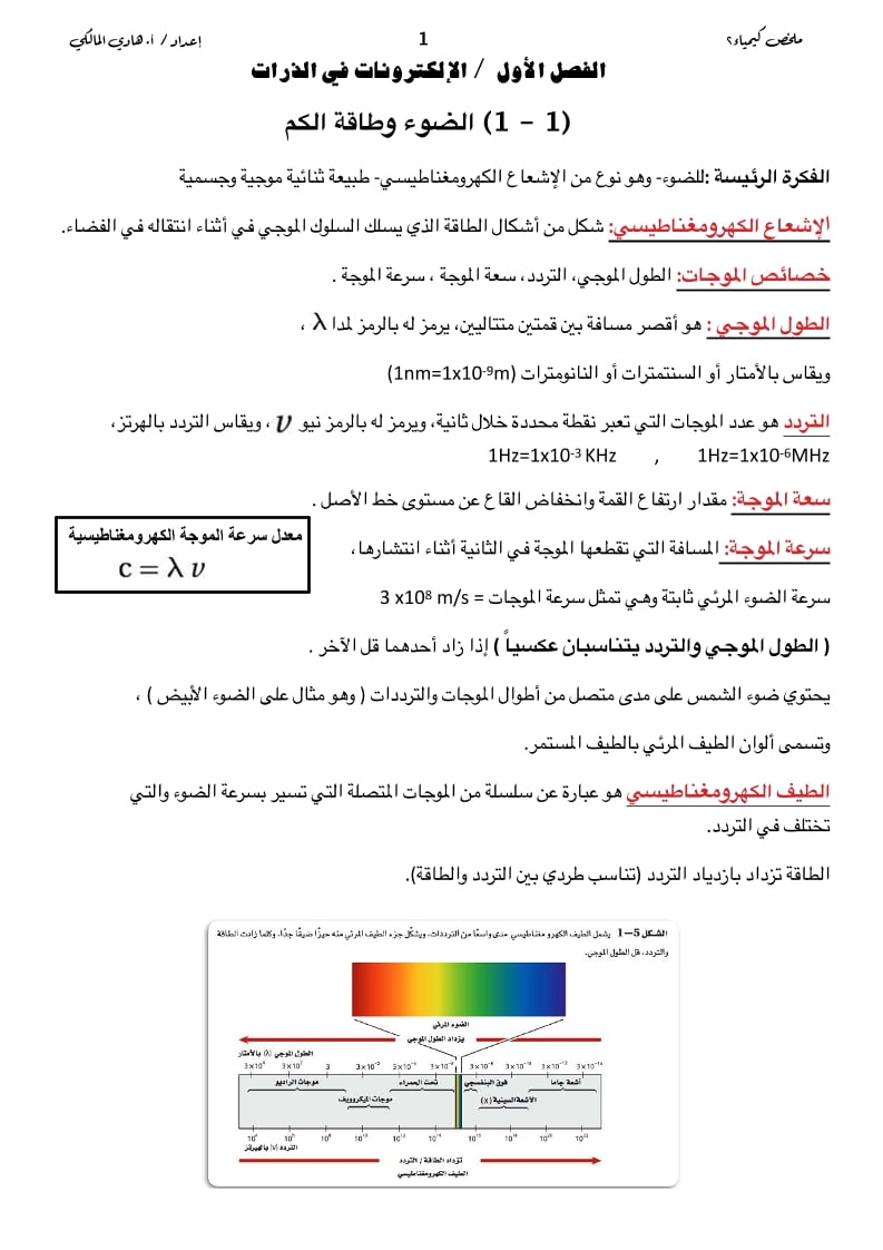 ملخص كيمياء 2 مقررات – المنهاج السعودي
