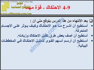 ملخص شرح درس الاحتكاك مع حل الأنشطة (علوم) السابع