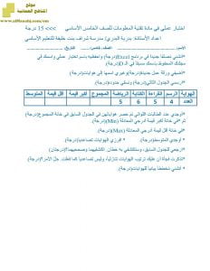 اختبار عملي في مادة تقنية المعلومات (حاسوب) الخامس