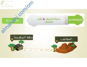 ملخص شرح دعوة الرسول (ص) أهل الطائف مع حل أنشطة الدرس (تربية اسلامية) الخامس