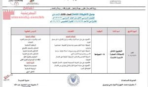 جدول التطبيقات الشاملة لمدرسة عالي الإعدادية للبنات