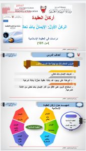 أركان العقيدة (الركن الأول الإيمان بالله تعالى) مقرر دين 101