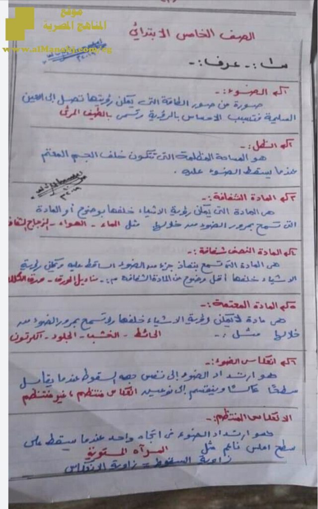 ملخص شامل للفصل الأول متوقع في الامتحان