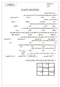 أوراق عمل مراجعة شاملة, (علوم) الحادي عشر المتقدم