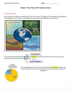 ملخص وملاحظات القسم التاسع (Our planet Earth), منهج انجليزي (علوم) السادس