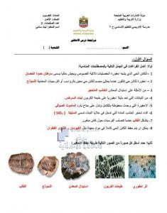 أوراق عمل درس (الأحافير) مع الحل, (علوم) الثامن