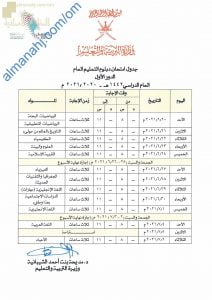 جداول امتحانات دبلوم التعليم العام وما في مستواه -الدور الأول (الامتحانات) الثاني عشر