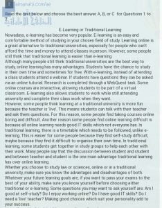 نموذج اختبار تدريبي, (لغة انجليزية) الحلقة الثالثة