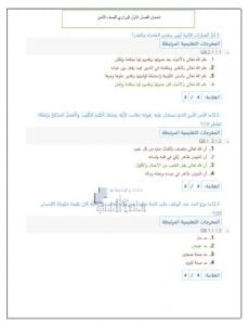 امتحان الفصل الأول الوزاري مع الحل, (تربية اسلامية) الثامن