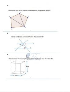 أوراق عمل مراجعة شاملة, منهج انجليزي (رياضيات) الثامن
