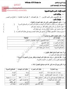 ملخص الوحدة الثالثة (علوم) الثامن