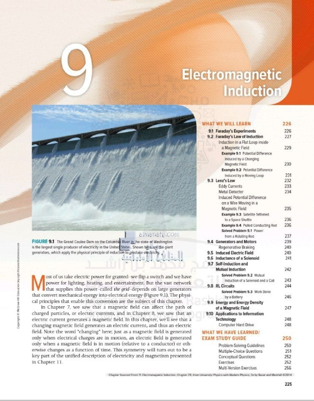 الوحدة التاسعة ELECTROMAGNETIC INDUCTION, منهج انجليزي (فيزياء) الثاني عشر المتقدم