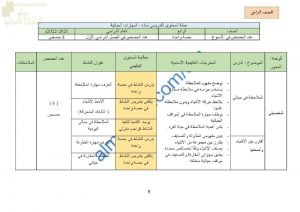 خطة المحتوى التدريسي للمنهج (مهارات حياتية) الرابع
