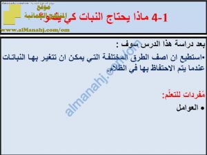 ملخص شرح درس ماذا يحتاج النبات كي ينمو مع حل الأنشطة (علوم) الخامس