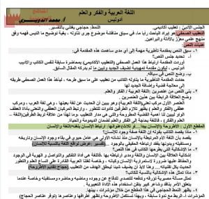 شرح درس اللغة العربية والفكر والعلم لأدونيس
