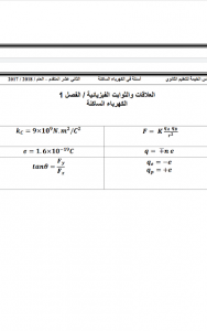 الصف العاشر العاــم الوحدة 5 الازاحة والقوة في بعدين, (فيزياء) العاشر المتقدم