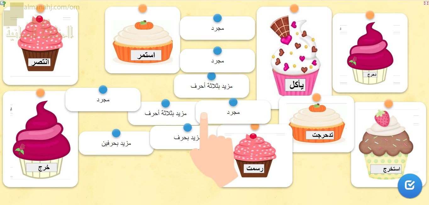 اختبار الكتروني في درس الفعل المجرد والمزيد (لغة عربية) السادس