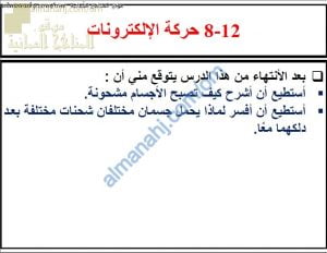 ملخص شرح درس حركة الالكترونات مع حل الأنشطة (علوم) الثامن
