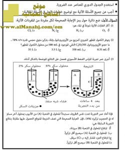 أسئلة امتحان العام الدراسي (كيمياء) الحادي عشر