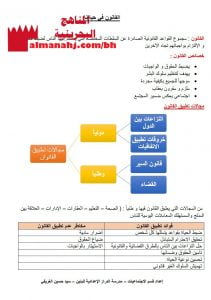 ملخص درس القانون في حياتنا (تربية للمواطنة) الثامن