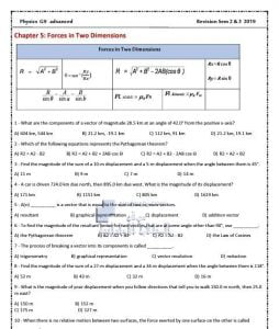 أوراق عمل مراجعة (الفصلين الثاني والثالث) يتبعها الحل (فيزياء) التاسع المتقدم