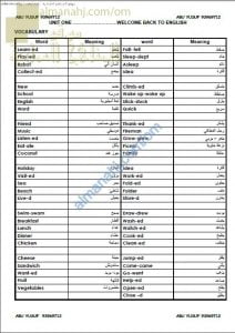 مذكرة مفردات وقواعد وتدريبات في الوحدة الأولى (WELCOME BACK TO ENGLISH) (لغة انجليزية) الخامس
