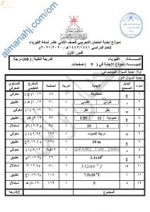 نموذج إجابة الامتحان التدريبي والتجريبي للاختبار النهائي نموذج رابع (فيزياء) الثاني عشر