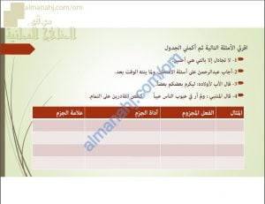 مذكرة أسئلة وتدريبات في درس جزم الفعل المضارع (لغة عربية) الثامن