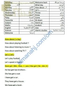 ورقة عمل في المفردات والقواعد للوحدة الأولى (لغة انجليزية) الخامس
