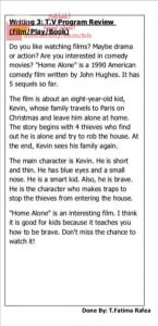 موضوع T.V Program Review (Film – Play – Book) مقرر إنج 101 (لغة انجليزية) الأول الثانوي