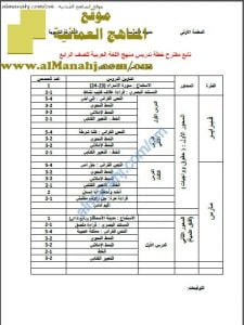 مقترح خطة تدريس سنوية (لغة عربية) الرابع