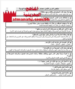 ملخص (أسئلة وأجوبة) لدروس مصادر دخل الأسرة وتعاملاتها اليومية والسمات المشتركة بين دول مجلس التعاون لدول الخليج العربي ودور مملكة البحرين في تحقيق التضامن الخليجي