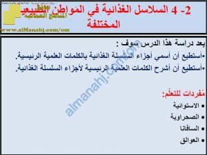 ملخص شرح درس السلاسل الغذائية في المواطن الطبيعية المختلفة مع حل الأنشطة (علوم) السادس