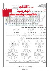 نشاط في الجدول الدوري ومستويات الطاقة (علوم) التاسع