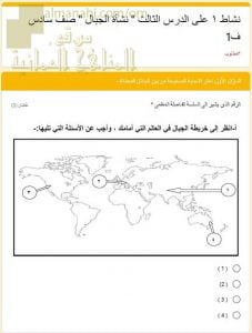 اختبار الكتروني في الدرس الثالث نشأة الجبال (اجتماعيات) السادس