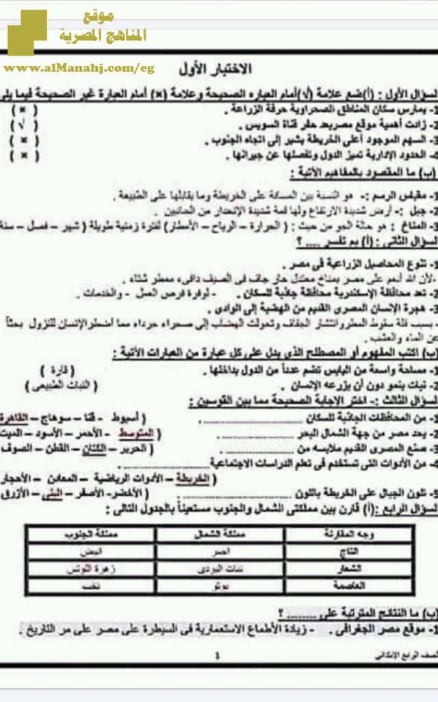 حل 10 نماذج امتحانية للفصل الأول