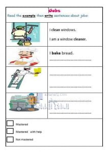 أوراق عمل درس المهن JOBS بلا حل, (لغة انجليزية) الثالث