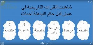 اختبار الكتروني في الدرس الأول عمان في عصر النباهنة حضارة وتواصل (نموذج رابع) (هذا وطني) الثاني عشر