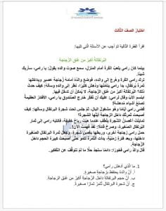 ورقة عمل البرتقالة أكبر من عنق الزجاجة, (لغة عربية) الثالث