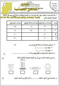 نموذج اختبار قصير (علوم) الخامس