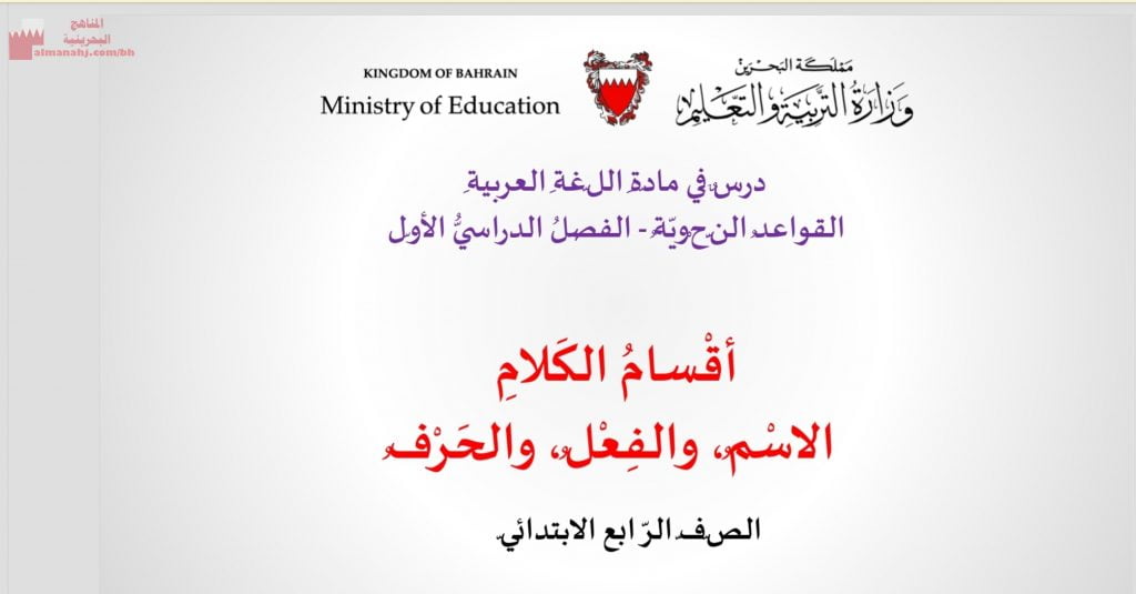 عرض بوربوينت لدرس أقسام الكلام اسم وفعل وحرف