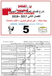 شرح قصائد بيئتنا حياتنا وعلى شواطئ البحرين والكلب والحمامة