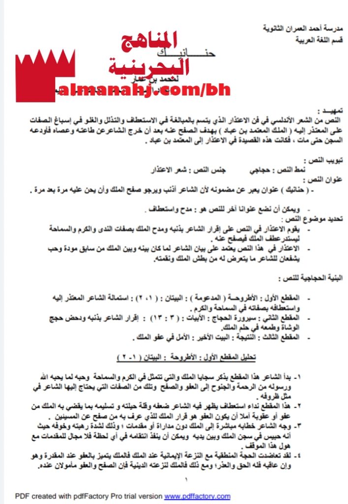 حنانيك (محمد بن عمار) مقرر عرب 201