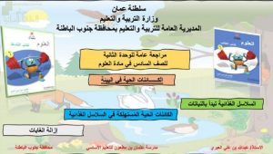 مراجعة الوحدة الثانية الكائنات الحية في البيئة (علوم) السادس