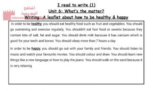 نشاط الوحدة السادسة (لغة انجليزية) السادس