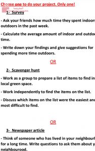 مشروع الوحدة الأولى (لغة انجليزية) الثالث